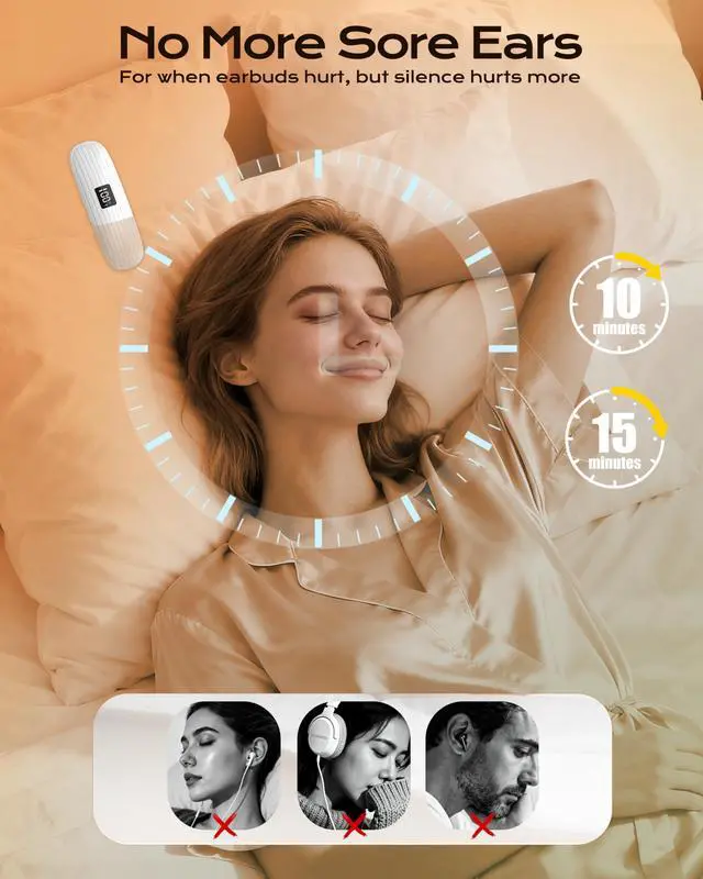 Alt view image 6 of 6 - Pillow Speaker, Bluetooth Sleep Sound Machine, White Noise & Timer | Mini Bone Conduction 5.3 Bluetooth, Under Pillow Speaker for Sleeping with LED Display & Private Listening for Side Sleepers