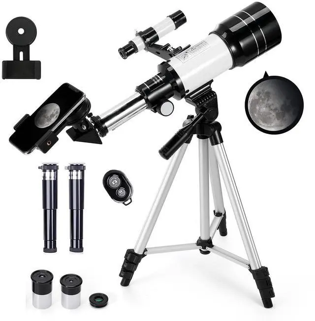Main image of Telescope for Kids & Adults, 70mm Aperture 300mm Telescopes for Astronomy Beginners, 15X-150X Magnification Portable Refractor Telescope with Adjustable Tripod, Phone Adapter