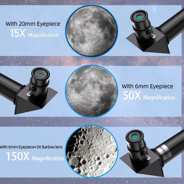 Alt view image 5 of 6 - Telescope for Kids & Adults, 70mm Aperture 300mm Telescopes for Astronomy Beginners, 15X-150X Magnification Portable Refractor Telescope with Adjustable Tripod, Phone Adapter