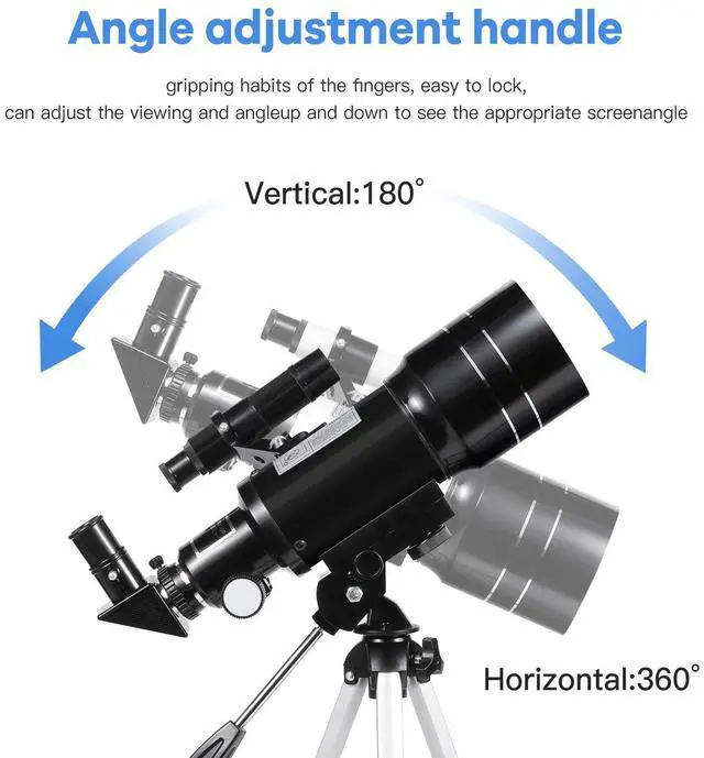 Alt view image 3 of 6 - Telescope for Kids & Adults, 70mm Aperture 300mm Telescopes for Astronomy Beginners, 15X-150X Magnification Portable Refractor Telescope with Adjustable Tripod, Phone Adapter