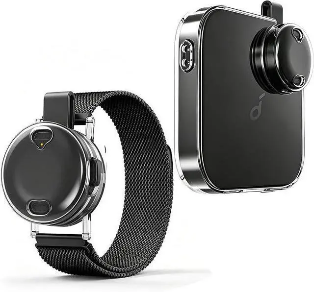 Main image of for Anker Soundcore Work Wearable AI Voice Recorder Dedicated Protection Set | PC + TPU Clear Cover for Charging Case + Clear Cover for Recorder Body + Metal Bracelet