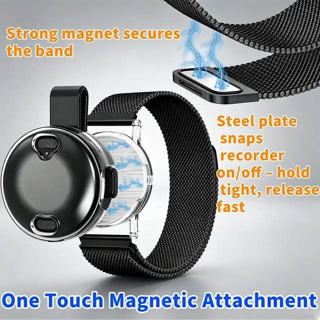 Alt view image 2 of 6 - for Anker Soundcore Work Wearable AI Voice Recorder Dedicated Protection Set | PC + TPU Clear Cover for Charging Case + Clear Cover for Recorder Body + Metal Bracelet