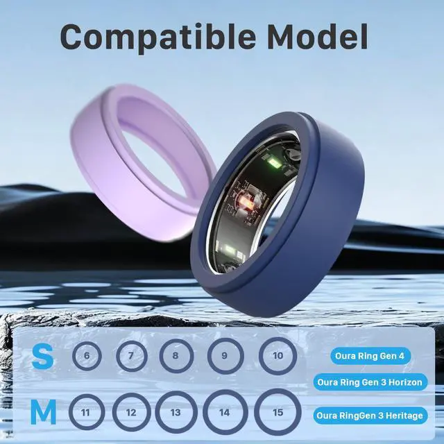 Alt view image 2 of 6 - 8 Pack Ring Covers for Oura Ring Gen 3 & Gen 4 (Ceramic), Anti-Scratch Elastic Silicone Ring Protector, Full Coverage Protective Sleeves for Workout & Daily Wear, Size M (Ring Size 11/12/13/14/15)