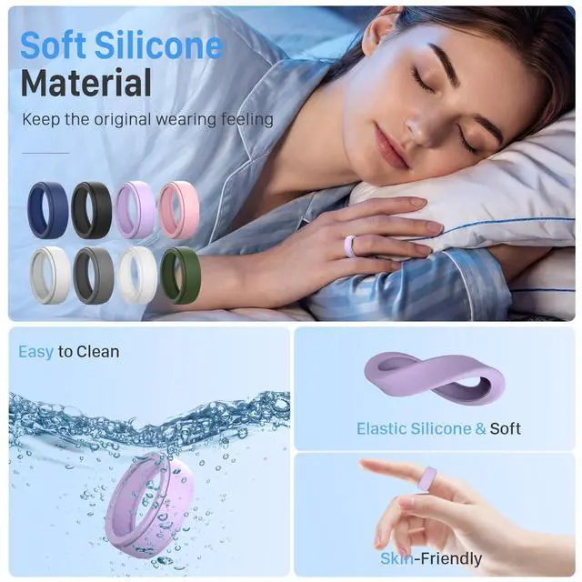 Alt view image 4 of 6 - 8 Pack Ring Covers for Oura Ring Gen 3 & Gen 4 (Ceramic), Anti-Scratch Elastic Silicone Ring Protector, Full Coverage Protective Sleeves for Workout & Daily Wear, Size M (Ring Size 11/12/13/14/15)