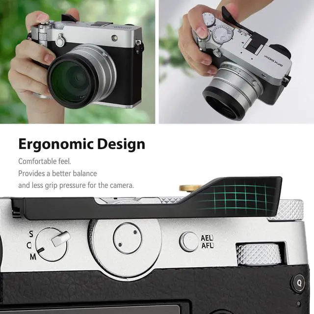 Alt view image 2 of 6 - Metal Thumb Up Grip for Fujifilm GFX100RF Camera Digital AccessoriesTHB-GFXRFB Hot Shoe Thumb Up Rest Support Handgrip Black