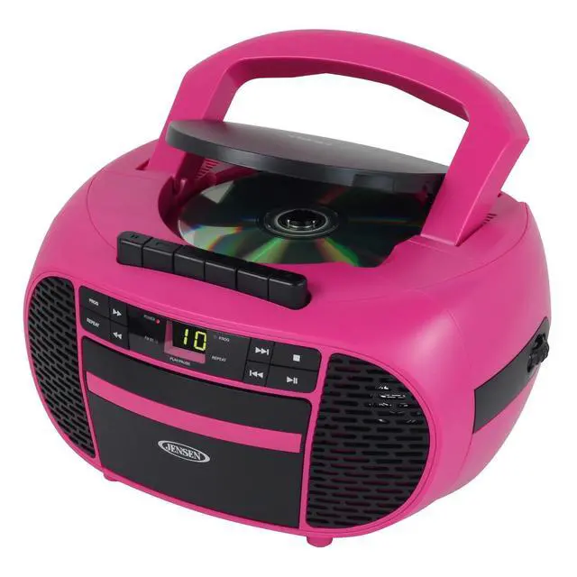 Alt view image 2 of 5 - Portable CD Music System with Cassette Player/Recorder and AM/FM Stereo Radio, CD-550 (Magenta/Black)