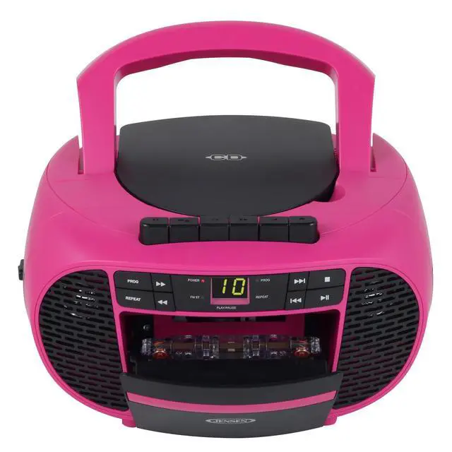 Alt view image 3 of 5 - Portable CD Music System with Cassette Player/Recorder and AM/FM Stereo Radio, CD-550 (Magenta/Black)