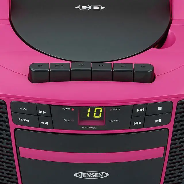 Alt view image 4 of 5 - Portable CD Music System with Cassette Player/Recorder and AM/FM Stereo Radio, CD-550 (Magenta/Black)