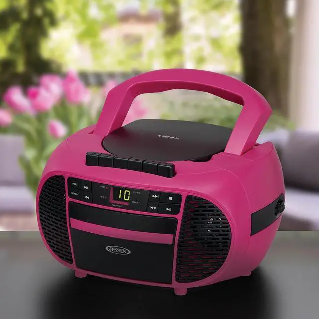 Alt view image 5 of 5 - Portable CD Music System with Cassette Player/Recorder and AM/FM Stereo Radio, CD-550 (Magenta/Black)