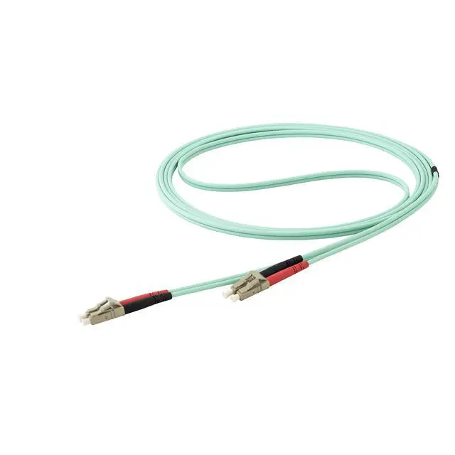 Alt view image 2 of 2 - 7m (22ft) LC/UPC OM4 Multimode Fiber Optic Cable, 50/125, 100G, Low Insertion Loss, LSZH Fiber Jumper Cord | Low insertion loss, 125, LSZH, Jumper Cord, OM4 laser-optimized aqua fiber, 100Gbps, UPC po