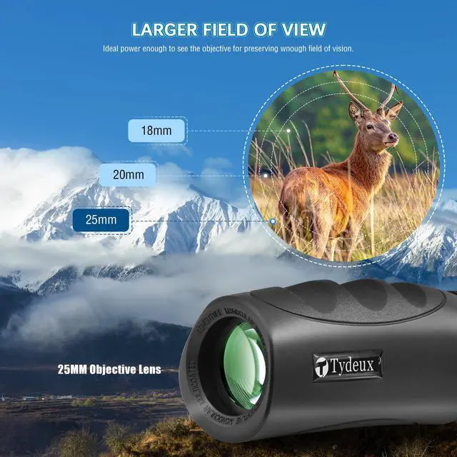 Alt view image 2 of 6 - 10x25 Waterproof Compact Monocular | High Definition Wide View, Telescope Monoculars, Comes with Cleaning Cloth, Case & Neck Strap, Black