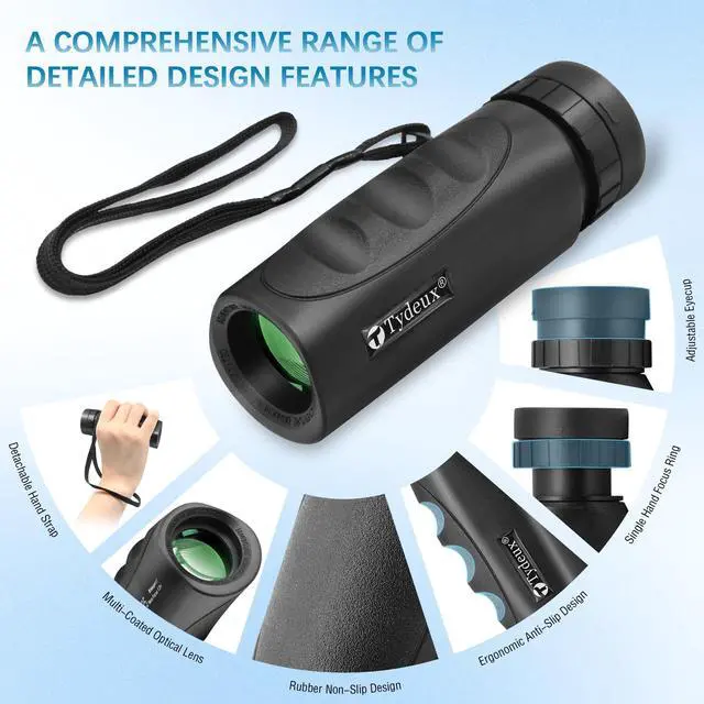 Alt view image 5 of 6 - 10x25 Waterproof Compact Monocular | High Definition Wide View, Telescope Monoculars, Comes with Cleaning Cloth, Case & Neck Strap, Black