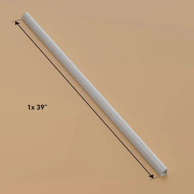 Alt view image 4 of 6 - 39" White Quarter Round Cable Raceway, Corner Cord Cover, Self-Adhesive Floor Molding with Wire Channel - 0.87" (W) x 0.87" (H) x 39in Length - White