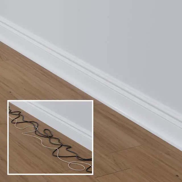 Alt view image 5 of 6 - 39" White Quarter Round Cable Raceway, Corner Cord Cover, Self-Adhesive Floor Molding with Wire Channel - 0.87" (W) x 0.87" (H) x 39in Length - White