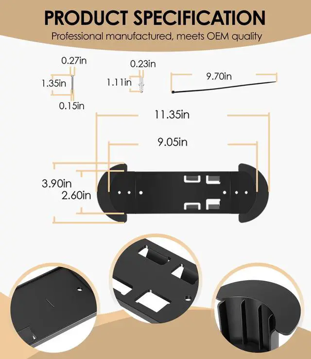 Alt view image 6 of 6 - Starlink Ethernet Cable Caddy - 2-in-1 StarLink Router Wall Mount Bracket for Starlink Gen 2, Gen 3, HP - Organizes Ethernet Adapter & 150ft Cable for Home, RV, Boat (Black)