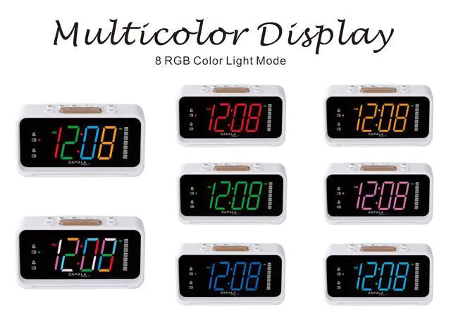 Alt view image 2 of 6 - Alarm Clock Radio, 2 Alarms Jumbo LED Display Plug in Digital FM Clock Radio with USB Charging Port, Days Display, Adjustable Volume & Dimmer, Nightlight, Snooze for Deep Sleepers Kids