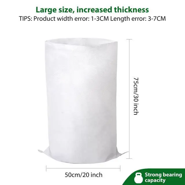 Alt view image 2 of 6 - 12X Heavy Duty Woven Sand Bags, 20"x30" Empty Sacks | Flood control, garden waste, grain storage & cargo handling. 50kg load capacity. Upgraded 80g/ woven material. Includes tie