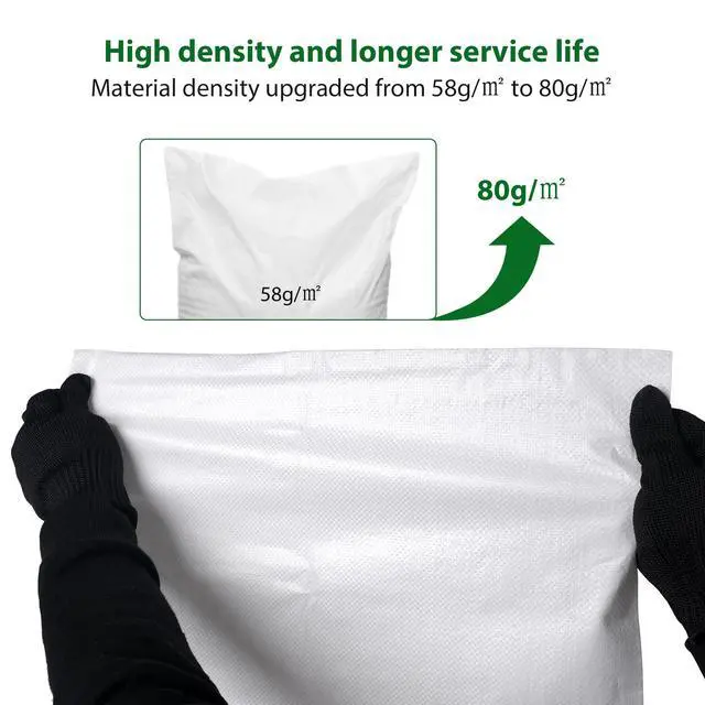 Alt view image 3 of 6 - 12X Heavy Duty Woven Sand Bags, 20"x30" Empty Sacks | Flood control, garden waste, grain storage & cargo handling. 50kg load capacity. Upgraded 80g/ woven material. Includes tie