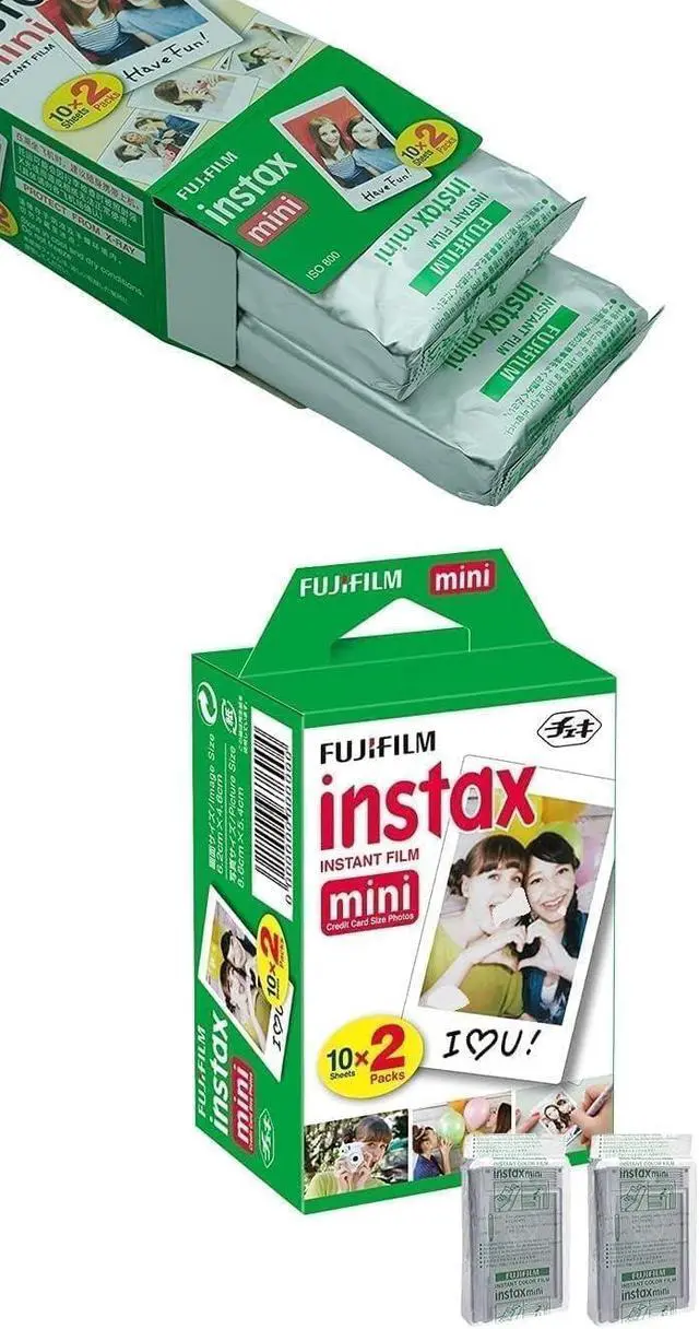 Alt view image 2 of 6 - Instax Mini Instant Film for Mini Cameras, White, Credit Card Sized with Free Bonus Cap Keeper - (5 x Twin Pack)