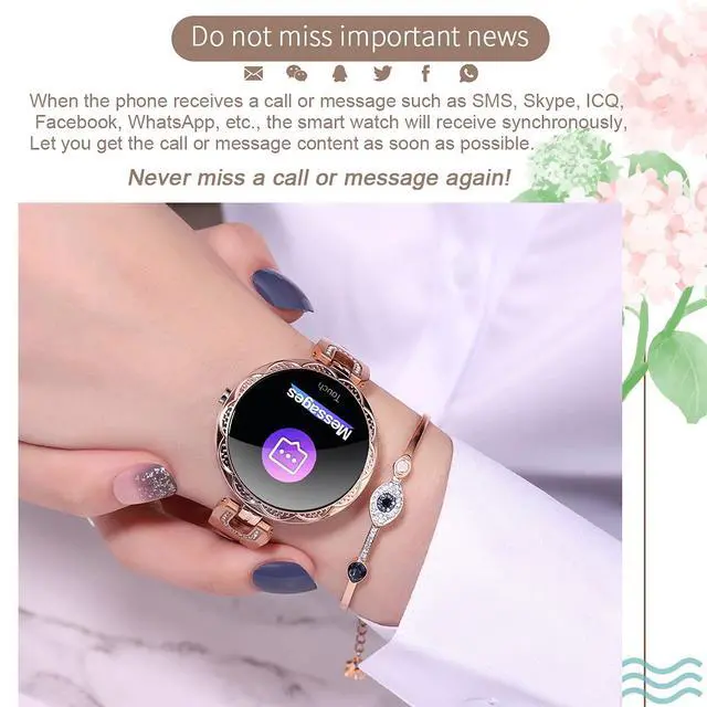 Alt view image 4 of 6 - Smartwatch for Women Compatible for Android/iOS Phones. Health and Fitness Tracker with Heart Rate Blood Pressure Bluetooth Remote Photography Female Menstrual Cycle (Gold)