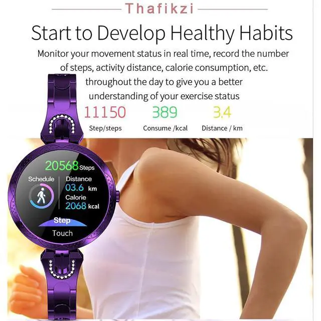 Alt view image 6 of 6 - Smartwatch for Women Compatible for Android/iOS Phones. Health and Fitness Tracker with Heart Rate Blood Pressure Bluetooth Remote Photography Female Menstrual Cycle (Gold)