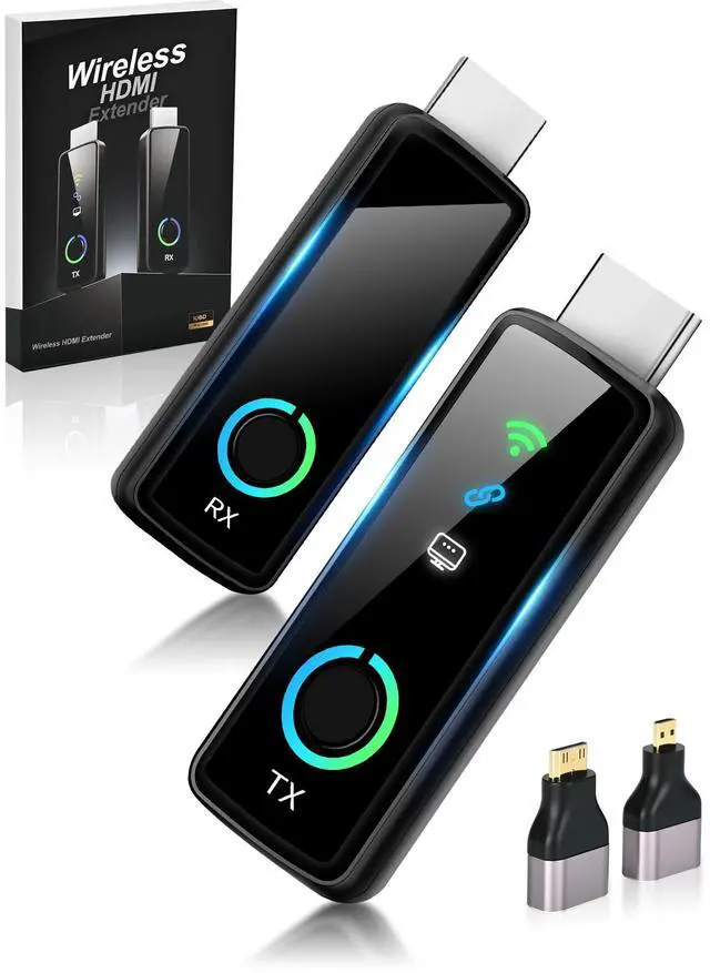Main image of Wireless HDMI Transmitter and Receiver with LED Display 328ft/100M, 4K Decode 1080P@60Hz Ultra FHD Video Output, Plug&Play 5G+2.4G for Video to Monitor from PC/Laptop/HDTV/Camera