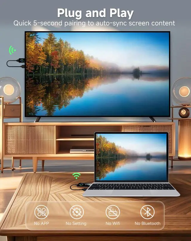 Alt view image 3 of 6 - Wireless HDMI Transmitter and Receiver with LED Display 328ft/100M, 4K Decode 1080P@60Hz Ultra FHD Video Output, Plug&Play 5G+2.4G for Video to Monitor from PC/Laptop/HDTV/Camera