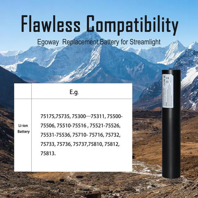 Alt view image 4 of 6 - 2-Packs 75175 Rechargeable Battery 5000mAh for Streamlight Stinger | Compatible with Streamlight Stinger 75525 75810 75375 75300 75500 76000 76300, PolyStinger, Pelican M9, FL126 Flashlight