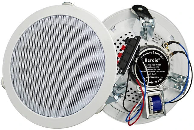 Main image of 8 Inch 70V Commercial Ceiling Speakers, High-Fidelity Audio, Effortless Installation, Wide Sound Coverage, Ideal for Restaurants, Offices and Commercial Spaces (White, 2-Pack)