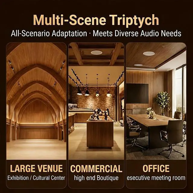 Alt view image 3 of 6 - 8 Inch 70V Commercial Ceiling Speakers, High-Fidelity Audio, Effortless Installation, Wide Sound Coverage, Ideal for Restaurants, Offices and Commercial Spaces (White, 2-Pack)