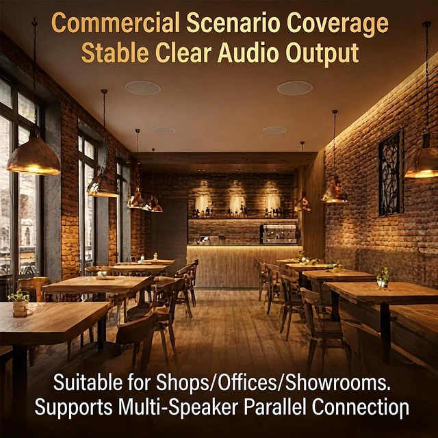 Alt view image 4 of 6 - 8 Inch 70V Commercial Ceiling Speakers, High-Fidelity Audio, Effortless Installation, Wide Sound Coverage, Ideal for Restaurants, Offices and Commercial Spaces (White, 2-Pack)