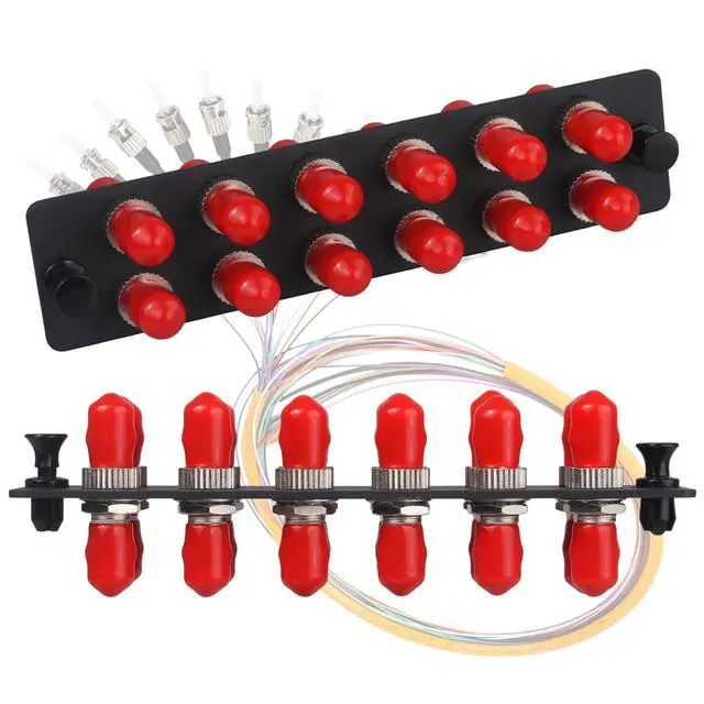 Alt view image 2 of 3 - 12-Port ST UPC SM Fiber Patch Panel with 12 Simplex Adapters, 1pc | fiber adapter panel 12-fiber ST to ST UPC singlemode, Ideal for data centers & telecom racks & FTTH, low insertion loss