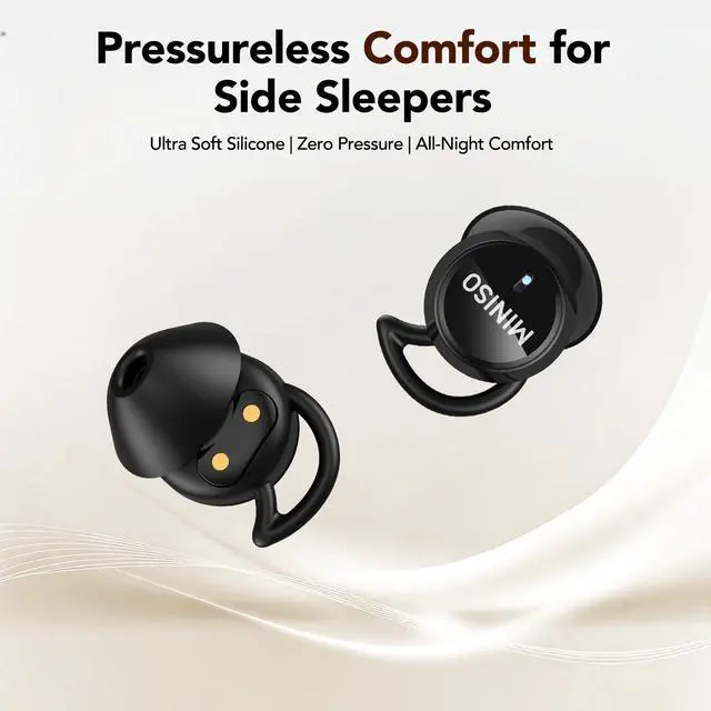Alt view image 3 of 6 - MS217 Sleep Earbuds, Mini in-Ear Design for Side Sleepers, Real-Time AI Translation, 165 Languages & 8 Translation Mode, Clear Calls and Music, Bluetooth 6.0, Ideal for Sleep/Work.Off White