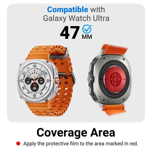 Alt view image 2 of 6 - Nickel Metal Allergy Back Protector for Samsung Galaxy Watch Ultra (2026/2025), Prevent Rash, Contact Dermatitis, Soft Film, Sensor Protector, Back Cover - 5 Pack