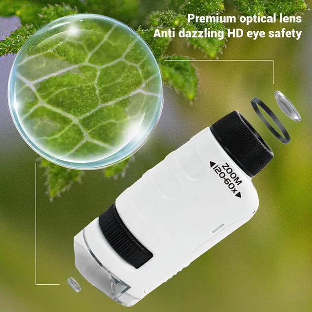 Alt view image 6 of 6 - Portable Microscope 60X to 120X HD Optical Lens | Handheld Pocket Microscope with Flexible LED Light for Daily Observation, Outdoor Exploration, and Educational Use