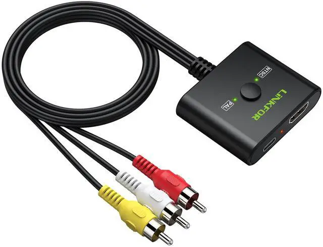 Main image of HDMI Female to RCA Converter with Integrated RCA Cable, HDMI to AV Adapter for Fire Stick, Roku, Chromecast, Supports 1080P NTSC/PAL, Plug and Play for Old TV