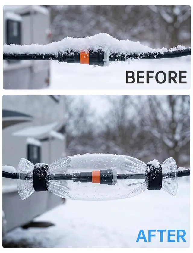 Alt view image 3 of 6 - Outdoor Extension Cord Cover Waterproof Heavy Duty PVC for RV | Transparent PVC Shows Joints Instantly, Tool-Free Roll-Up Buckle Shields Generator And Holiday Light Plugs