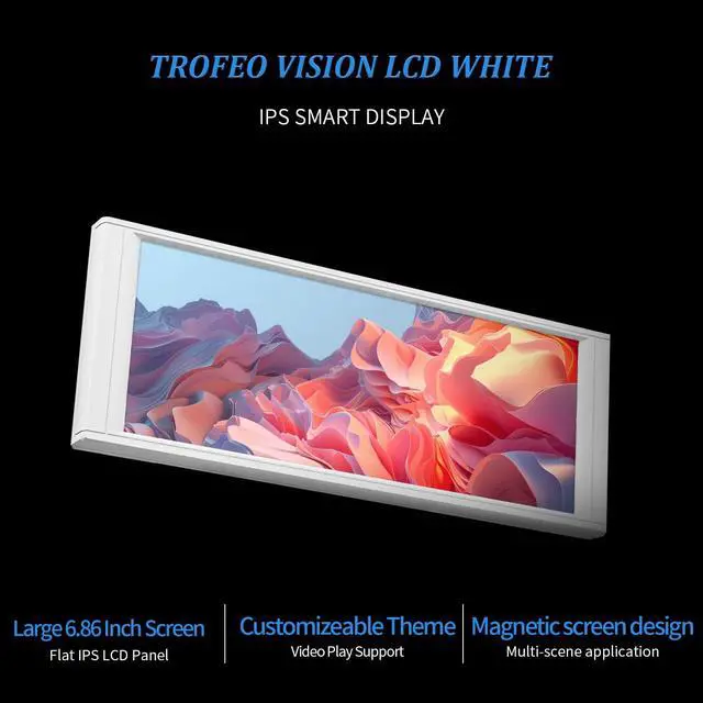 Alt view image 3 of 6 - TV LCD White Display Screen-Magnetic Suction,6.86" IPS Panel | 1280x480 Resolution for Static/Dynamic Image Switching, can be Paired with a Chassis/CPU Liquid Cooler(White)