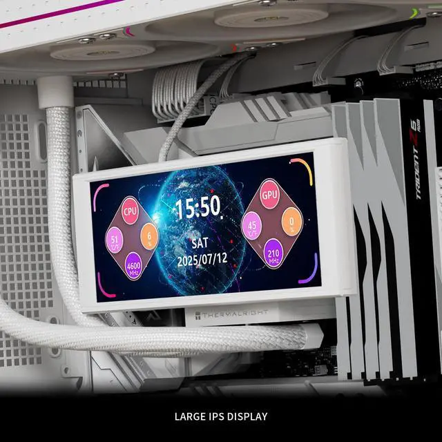 Alt view image 4 of 6 - TV LCD White Display Screen-Magnetic Suction,6.86" IPS Panel | 1280x480 Resolution for Static/Dynamic Image Switching, can be Paired with a Chassis/CPU Liquid Cooler(White)