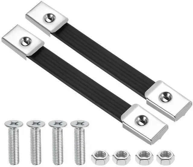 Main image of 2 Pieces 8 Inches Speaker Cabinet Strap Handles, Handle Pull Metal Caps Buckle Grasp Strap Hardware for Speaker Flight Case, Silver