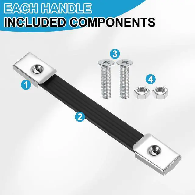Alt view image 5 of 6 - 2 Pieces 8 Inches Speaker Cabinet Strap Handles, Handle Pull Metal Caps Buckle Grasp Strap Hardware for Speaker Flight Case, Silver