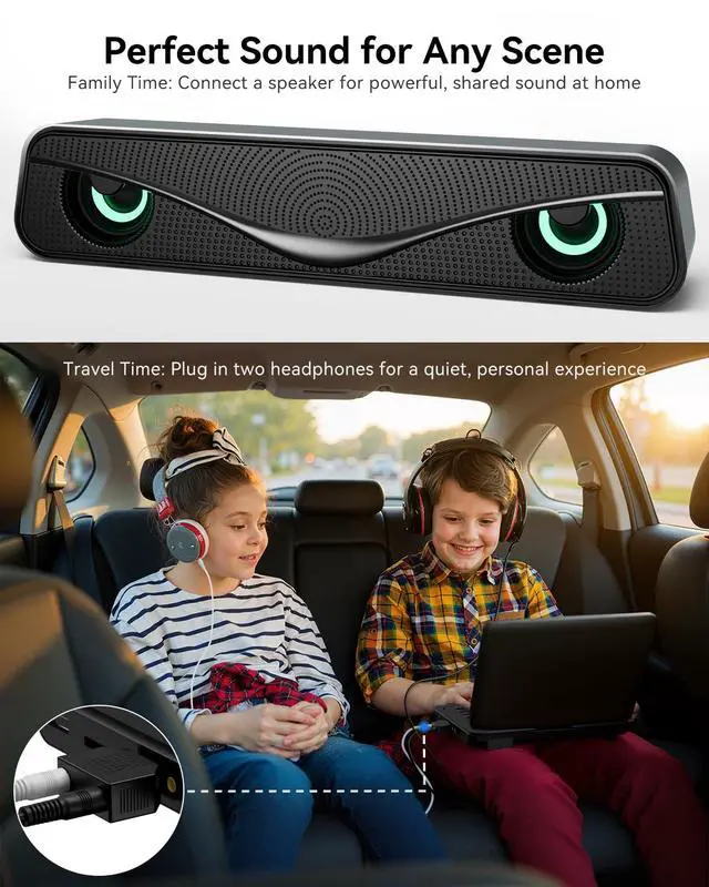 Alt view image 3 of 6 - 12.5-inch Portable DVD Player with Soundbar & 10.5-inch HD Screen, Portable Design for on-the-go Viewing.Supports 5 Hours of Battery Life.CD/DVD/SD Card/USB Compatible,Region Free