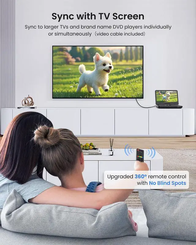 Alt view image 4 of 6 - 12.5-inch Portable DVD Player with Soundbar & 10.5-inch HD Screen, Portable Design for on-the-go Viewing.Supports 5 Hours of Battery Life.CD/DVD/SD Card/USB Compatible,Region Free