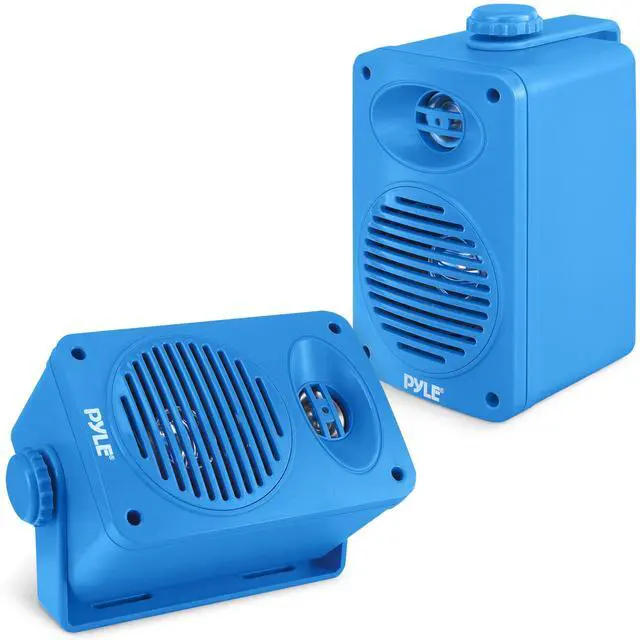 Main image of Indoor Outdoor Speakers Pair - 200 Watt Dual Waterproof 3.5 2-Way Full Range Speaker System w/ 1/2 High Compliance Polymer Tweeter - in-Home, Boat, Marine, Deck, Patio, Poolside (Blue)