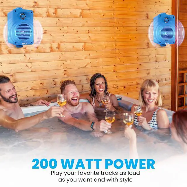 Alt view image 4 of 6 - Indoor Outdoor Speakers Pair - 200 Watt Dual Waterproof 3.5 2-Way Full Range Speaker System w/ 1/2 High Compliance Polymer Tweeter - in-Home, Boat, Marine, Deck, Patio, Poolside (Blue)