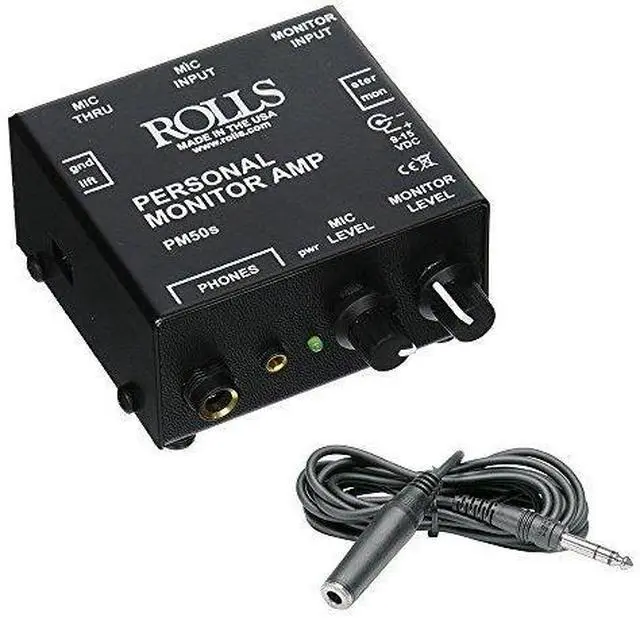Main image of PM50s Personal Monitor Amplifier with Hosa 1/4" Female Phone Headphone Extension Cable -10'