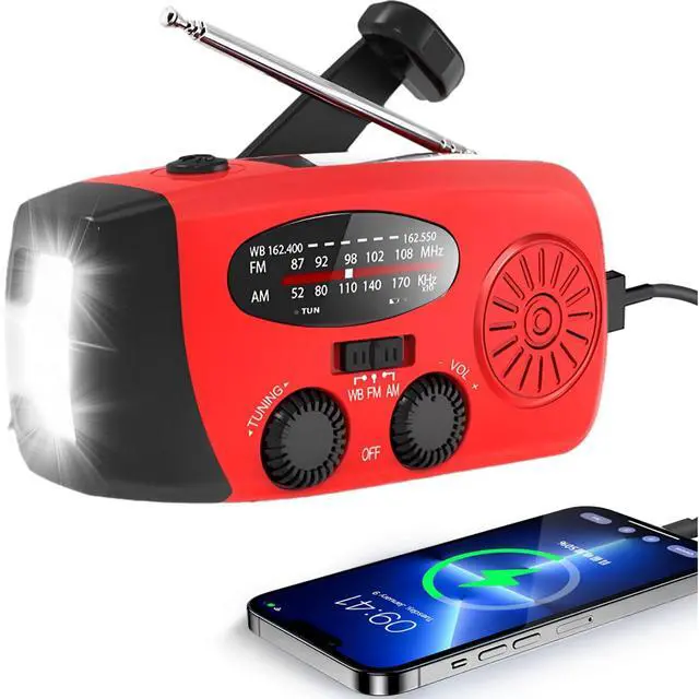 Main image of Hand Crank Emergency Radio, AM/FM/NOAA Weather Radio Solar Power | 2000mAh Battery Operated, Fast USB Charging, Bright LED Flashlight, Loud SOS Alarm,Portable for Camping Hiking Survival Kit