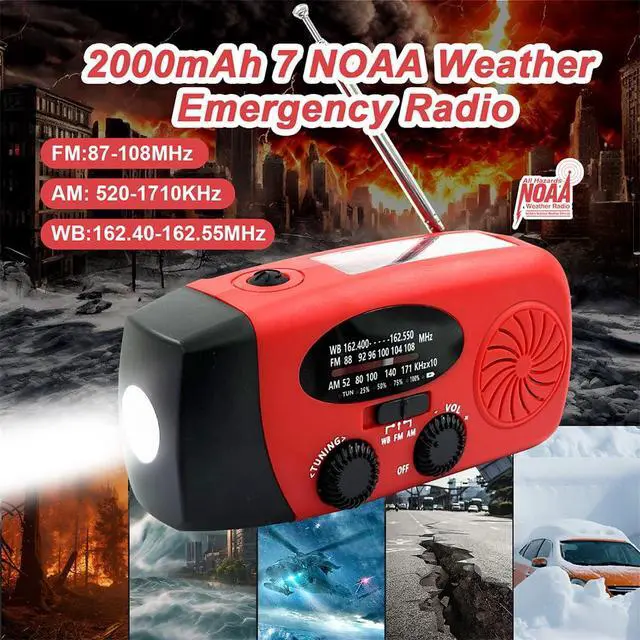 Alt view image 3 of 6 - Hand Crank Emergency Radio, AM/FM/NOAA Weather Radio Solar Power | 2000mAh Battery Operated, Fast USB Charging, Bright LED Flashlight, Loud SOS Alarm,Portable for Camping Hiking Survival Kit