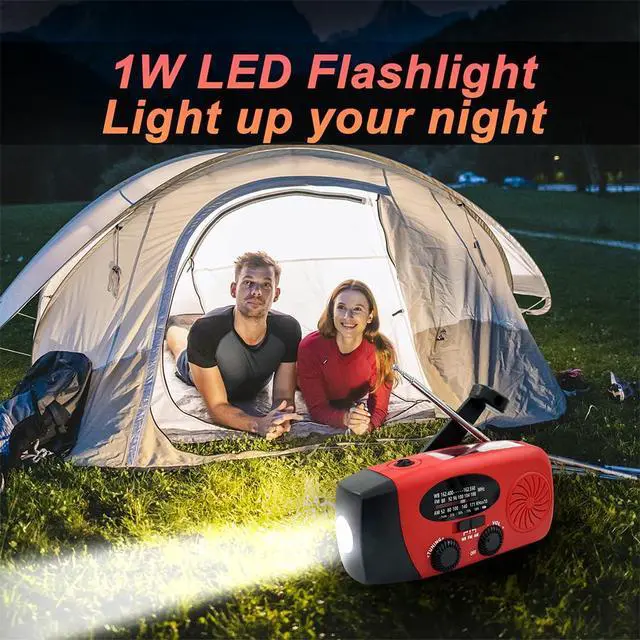 Alt view image 4 of 6 - Hand Crank Emergency Radio, AM/FM/NOAA Weather Radio Solar Power | 2000mAh Battery Operated, Fast USB Charging, Bright LED Flashlight, Loud SOS Alarm,Portable for Camping Hiking Survival Kit
