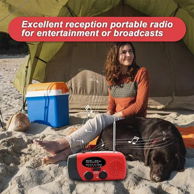Alt view image 5 of 6 - Hand Crank Emergency Radio, AM/FM/NOAA Weather Radio Solar Power | 2000mAh Battery Operated, Fast USB Charging, Bright LED Flashlight, Loud SOS Alarm,Portable for Camping Hiking Survival Kit